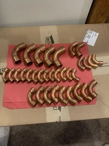 Menge 33 1/2" 5/8" & 7/8" 90 Grad Kupfer Long Turn Ells & Street Ells Neu aus altem Lagerbestand - Bild 1 von 6