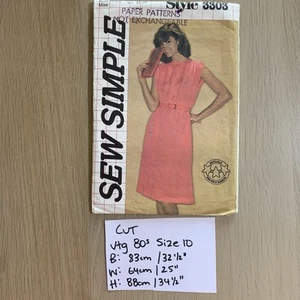 Style Pattern 3303 CUT Vintage 80s Size 10 (AU 6-8) Pullover Summer Dress Kaftan - Picture 1 of 2