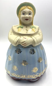 Vintage Cooky Dutch Girl Cookie Jar Gold Accents Flower Shawnee Pottery - Picture 1 of 9