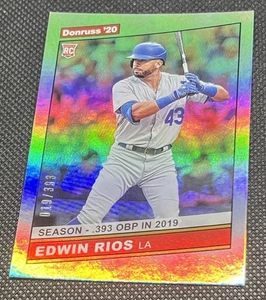 Panini Donruss Retro 2020 temporada 1986 Stat Line/393 Edwin Rios #249 RC Dodgers - Imagen 1 de 2