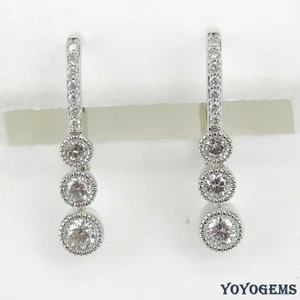 Moissanite Drop/Dangle Earrings Solid 14K White Gold 2 Carat Round Cut For Gift - Picture 1 of 7
