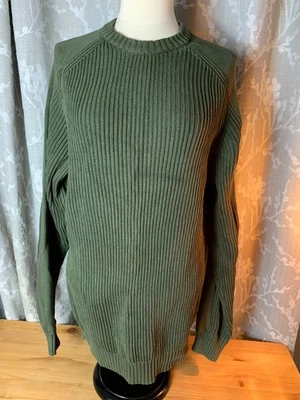 Suéter pulôver vintage Timberland verde oliva com nervuras médio - Imagem 1 de 4