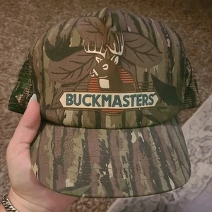 Vintage Buckmasters Camo Hat cap Mesh Snapback Trucker Made in USA Hunting Deer - Picture 1 of 7