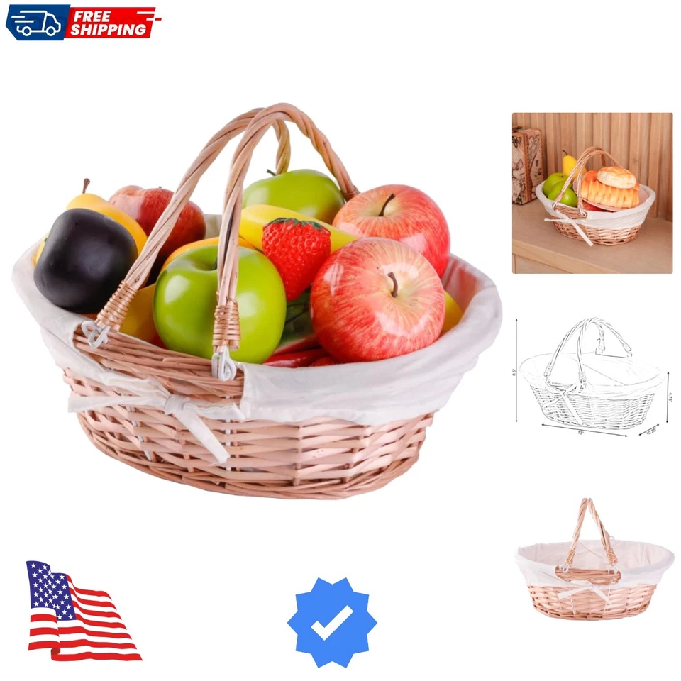 Vintiquewisetm Qi003055r Oval Willow Basket With Double Drop Down Handles 2 Red