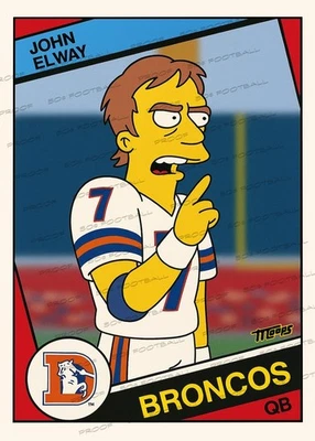 John Elway Homer's Heroes Simpsons 1984 Rookie Custom Trading Card Broncos - Image 1 of 2