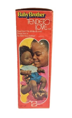 1975 Mattel Baby Brother Tender Love, Anatomically Correct, African Boy NOS - Image 1 of 4