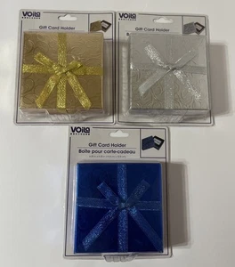 3-Viola Gift Box’s Removable Lid Glittery Gold/Blue/Silver W/ Ribbon’s - Picture 1 of 7