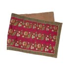 Antique 19th Century TEXTILE Panel, Floral Brocade on Red Silk 10" x 31"