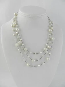 Macy's Cultured Freshwater Pearl Triple-tier Necklace (4-8mm) in Sterling Silver - Picture 1 of 3