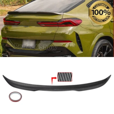 For 2020-2024 BMW X6 G06 X6M M50i Carbon Fiber Look Rear Lip Spoiler Boot Wing Foto 1 de 4