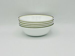 4 Corelle Squared Geometric Cereal Soup Bowls 7” 18 OZ  Green Brown EXCL!