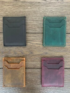 Echte handgefertigte minimalistische Herren Leder Geldbörse Kartenhalter mehrfarbig - Bild 1 von 23