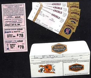 California Angels Tickets - 4 Unused 9/25/94 Strike - Game Not Played  - Picture 1 of 2