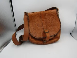 Patricia Nash Barcelona Tooled Italian Leather Saddle Bag Crossbody 12x12" - Picture 1 of 13