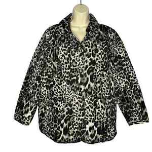 Chico's Animal-Print Quilted Jacket Button Front Lightweight Classic Sz 16/18