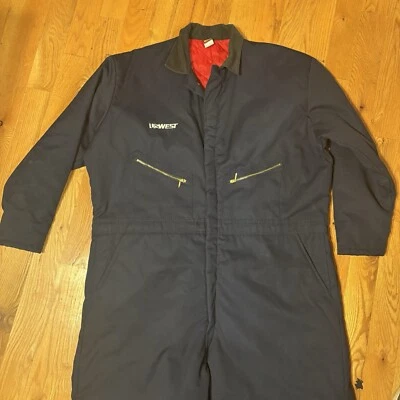Vintage Big Ben Navy Blue Jumpsuit Coveralls Sz XXL Long USA Red Quilted Lining - Image 1 of 4