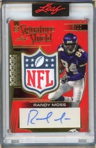 RANDY MOSS 2023 LEAF SIGNATURE NFL SHIELD AUTO VIKINGS - Picture 1 of 2