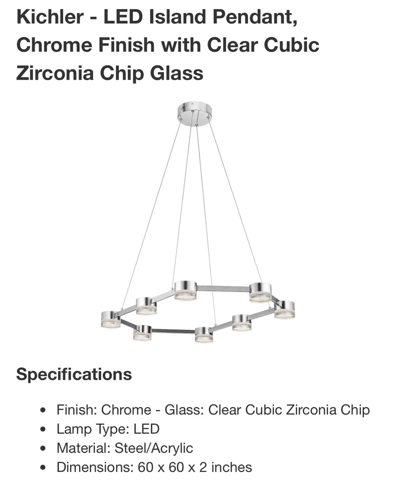 Colgante Isla Avenza LED Kichler - Nuevo En Caja Foto 1 de 1
