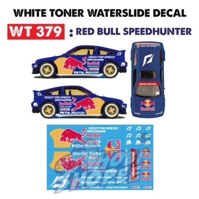 WT379 White Toner Waterslide Decals # RED #Custom 1:64 Diecast - Image 1 of 2
