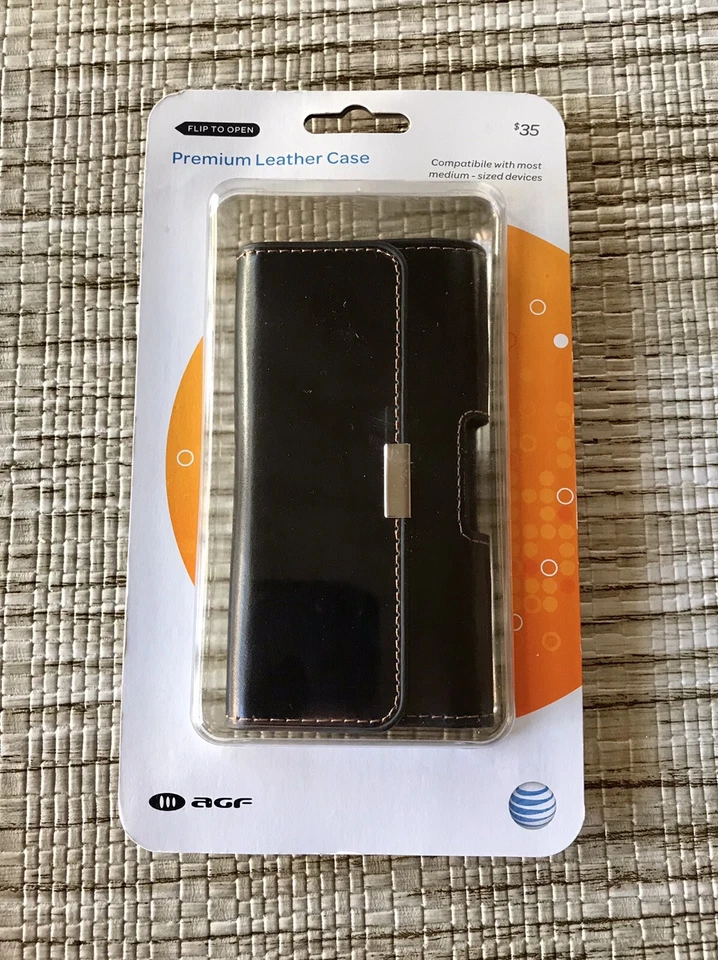 Funda de cuero AGF Premium compatible con la mayoría de los teléfonos de tamaño mediano NUEVO Foto 1 de 3