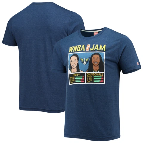 Men's Homage Gray & Ogunbowale Navy Dallas Wings Jam T-Shirt Cover