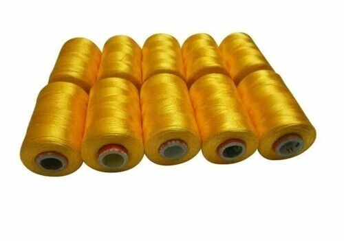 Silk Thread, Shiny 10 spools (Yellow) Embroidery /Bangle-jhumka-jewelry making - Image 1 of 3