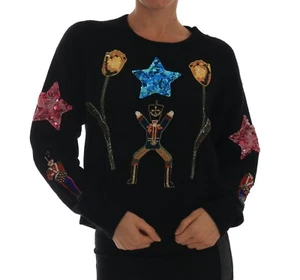 DOLCE & GABBANA Sweater Fairy Tale Crystal Black Cashmere IT44/ US10/L RRP $4900 - Picture 1 of 10