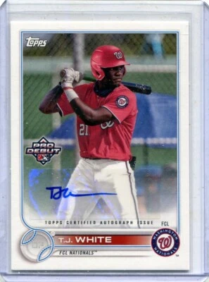 2022 Topps Pro Debut T.J. White Auto - Image 1 of 2