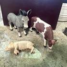 3 Dollhouse Falcon Miniatures Farm Animals - Donkey, Cow , Pig - Fabulous!