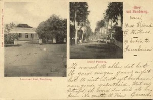 Postal de Indonesia, JAVA BANDUNG, Landraad Zaal, Groote Postweg (1899) - Imagen 1 de 2