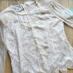 Blusa Stenay Vintage Cuentas de Marfil L Nueva con Etiquetas - Imagen 1 de 6
