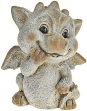 Cute Dragon Gargoyle Statue - Polyresin - Outdoor Garden Figurine - Natural 23cm