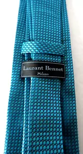 Corbata Laurant Bennet Milano Para Hombre Azul Turquesa Patrón Círculo 56" x 3.50" - Imagen 1 de 6