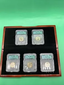 2008-P 25C States Quarter Set Of 5 NM,AZ,AK HA,OK ICQ MS67 In Wooden Case - Picture 1 of 9