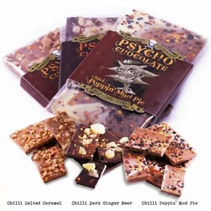 Psycho Set Of 3 Mix Spicy Choc Combo Hot Ghost Pepper Chilli Chocolate Bars Gift - Picture 1 of 1