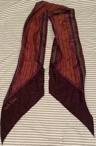 Vtg Diane Von Furstenberg Silk Neck Scarf Purple Pink Striped Oblong Very Long - Picture 1 of 3