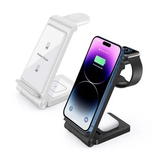 Wireless Charger Dock Charging Station 3 in 1 For Apple Watch iPhone 14 13 12 XS - Picture 1 of 13