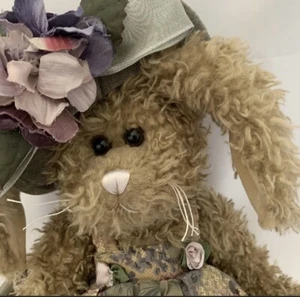 Bearington Collection Plush BUNNY RABBIT 15 in tall Beige Jointed - Picture 1 of 9