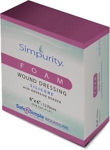 Simpurity Silicone Foam Dressing with Border,  4"x4" SNS77744, 12pices/box