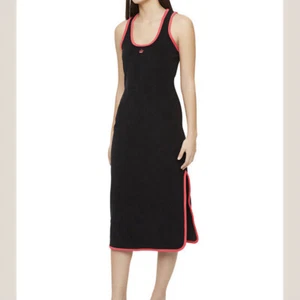 JUICY COUTURE Terrycloth Black and Pink Maxi Dress with Side Slit and Crown - Picture 1 of 11