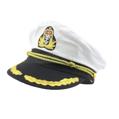 Yacht Captain Skipper Navy Sailor Boat Cap Hat Costume New Foto 1 de 4
