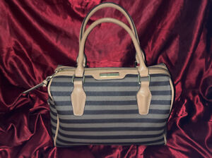 Adrienne Vittadini handbag purse - Logo Stripe Barrel Satchel