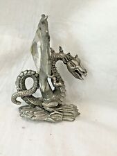 SPOONTIQUES WINGED PEWTER DRAGON WITH CRYSTAL MR890 2 1/2" H x 1 1/2W