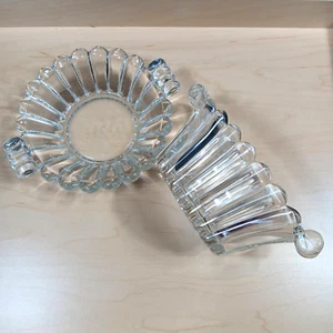 Vintage Heisey Clear Glass Mayonnaise and Pickle bowls Curled Handles - Picture 1 of 11