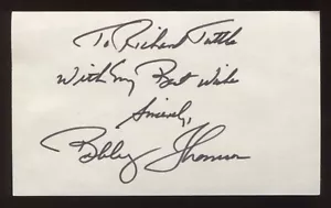 Bobby Thomson Signed 3x5 Index Card Vintage Autographed Baseball Signature - Picture 1 of 2