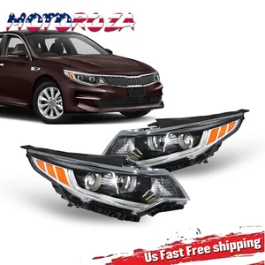 2PCS Fit For 2016 2017 2018 Kia Optima Halogen Headlight Headlamps Black Housing - Picture 1 of 8