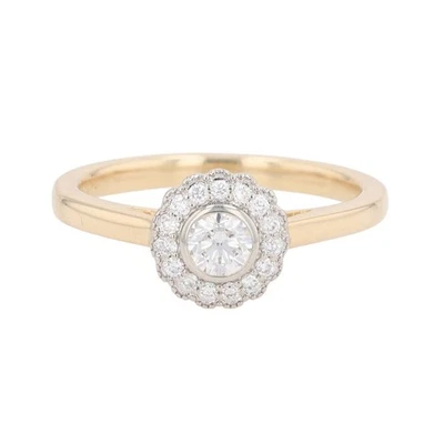 .29ctw Round Cut Diamond Halo Engagement Ring 14k Multi-Tone Gold Size 6.25 - Image 1 of 4