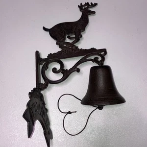 Cast Iron Deer Buck Dinner Bell, Welcome  Wall Mounted Cabin ,Lodge  Brown - Picture 1 of 9