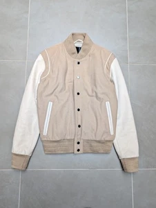 Chaqueta de cuero BODA SKINS Varsity color crudo blanco beige tostado - talla S - PVP £410 - Imagen 1 de 19