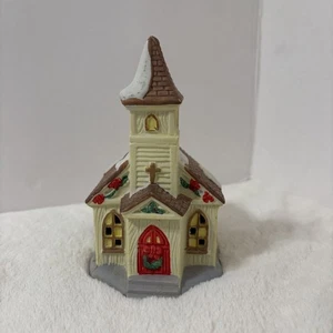 Noma Dickensville CHURCH CHAPEL Christmas Village yellow porcelain building 6"H - Picture 1 of 6